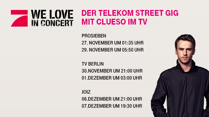 Der Gig mit Clueso im TV Der Gig mit Clueso im TV
